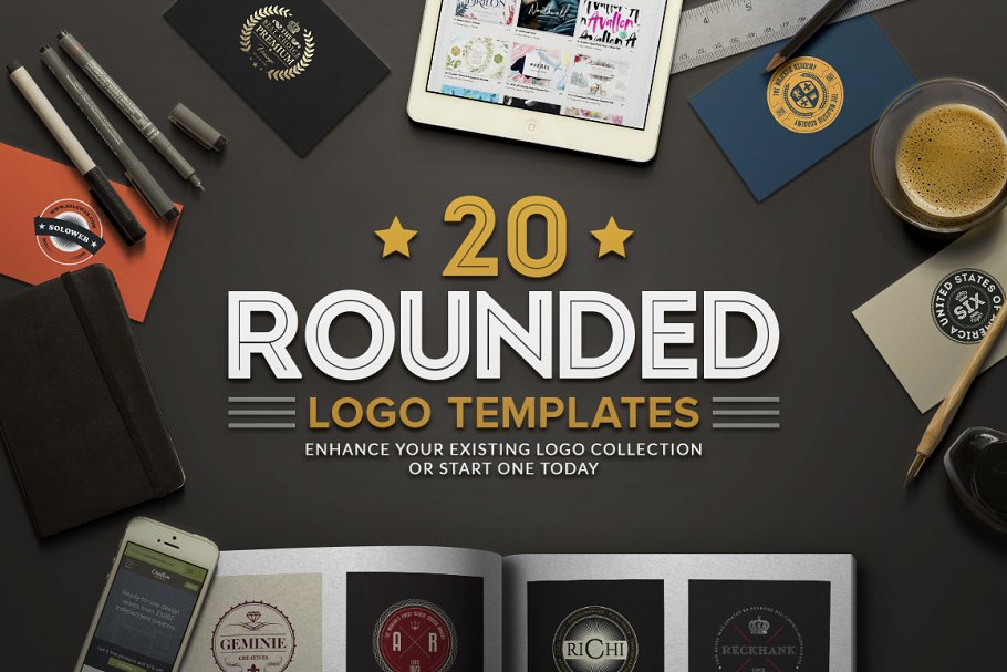 20 Rounded Logos Badges