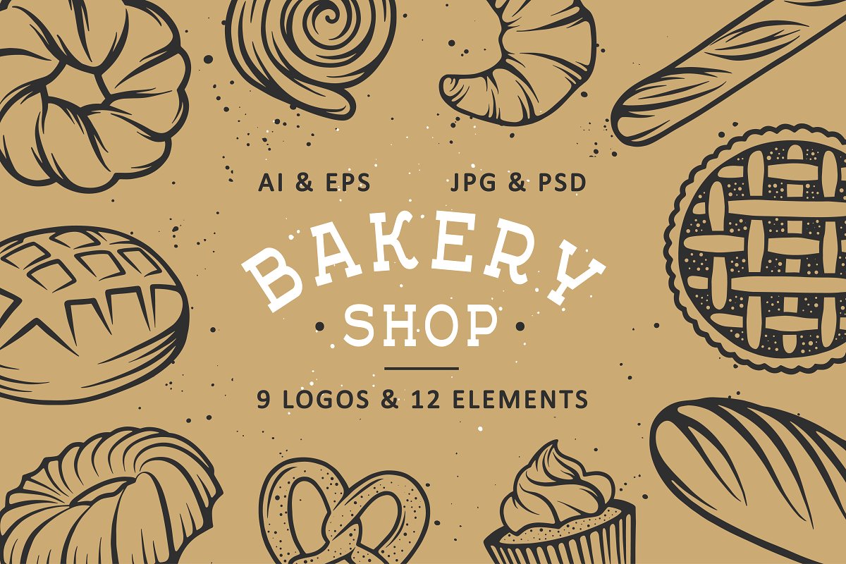 Set of Bakery Logos And Elements
